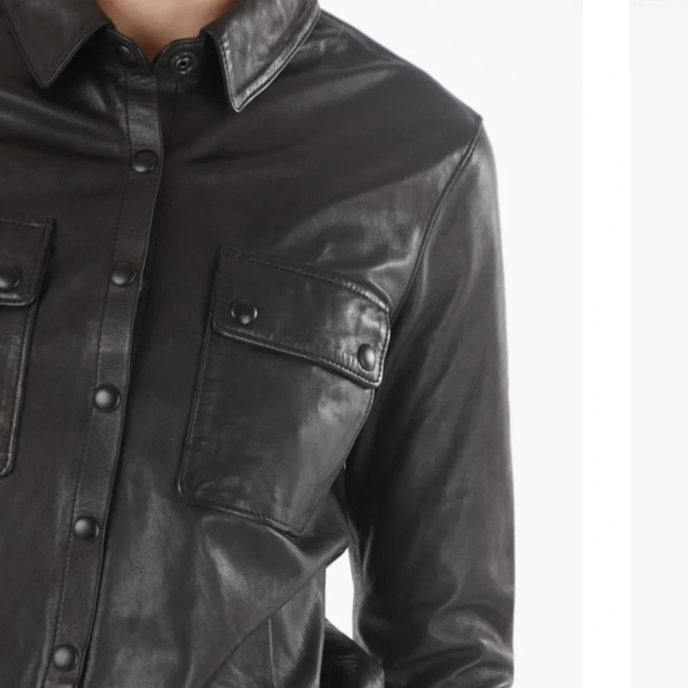 NWT! All Saints Black “Kadi” Leather Long Sleeve Mini Dress Size 4 - Picture 4 of 15